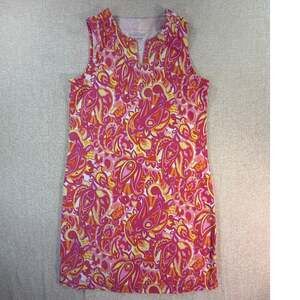 Coolibar Women S Pink Oceanside Tank Dress Floral Paisley Sleeveless Swim Cover